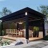Gazebo pergola ext&eacute;rieur en aluminium avec rideaux et filet pour patio et jardin